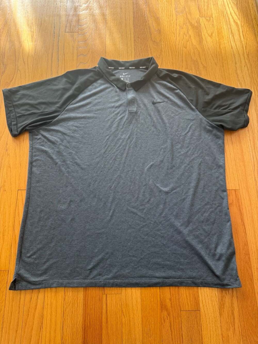 Nike Golf Dri-Fit Gray Black Raglan Short Sleeve Polo Shirt XXL